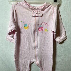 Gerber Pink Cotton Zippered Sleeper with Graphics